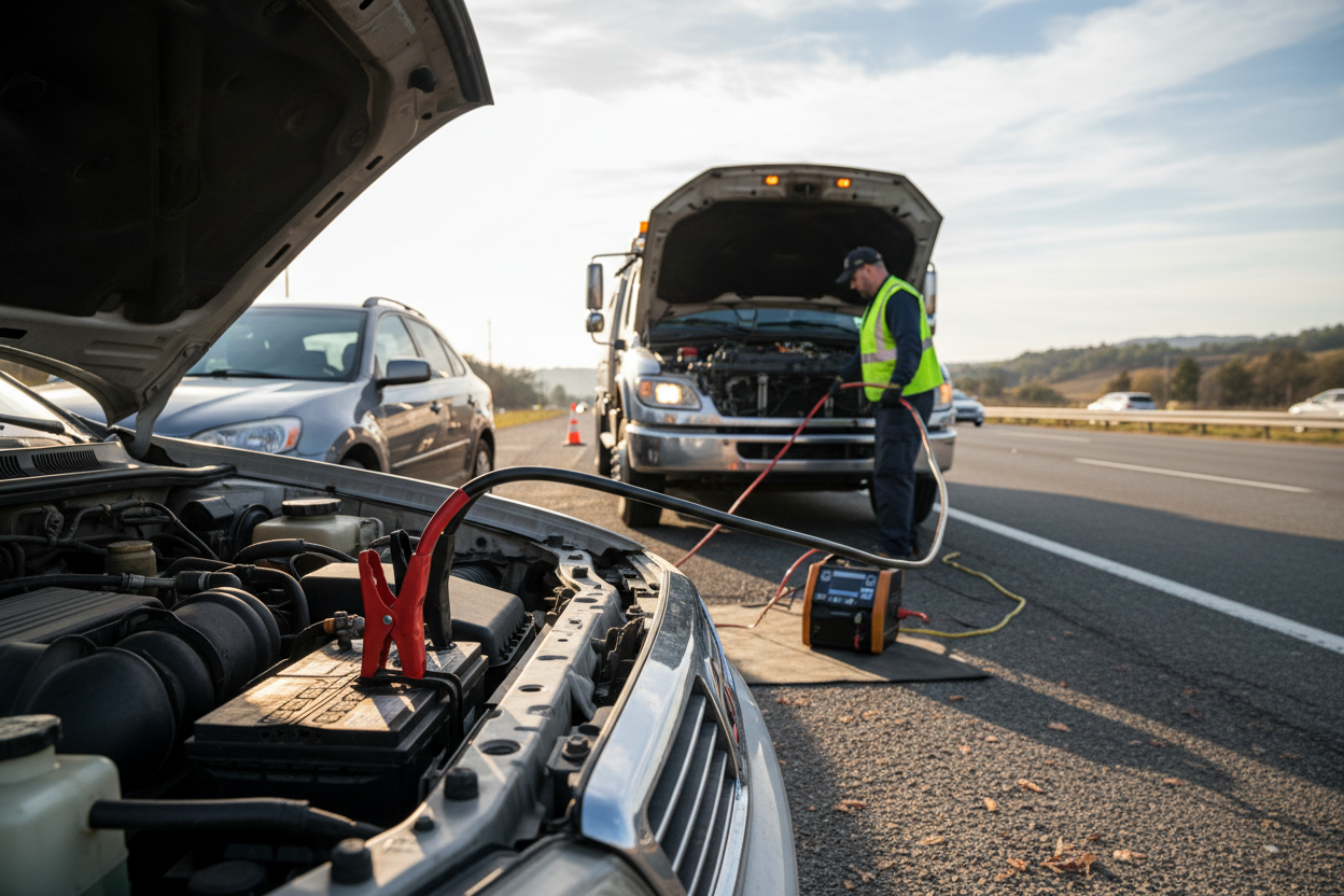 Charges a Car Battery “On the Road” some batteries